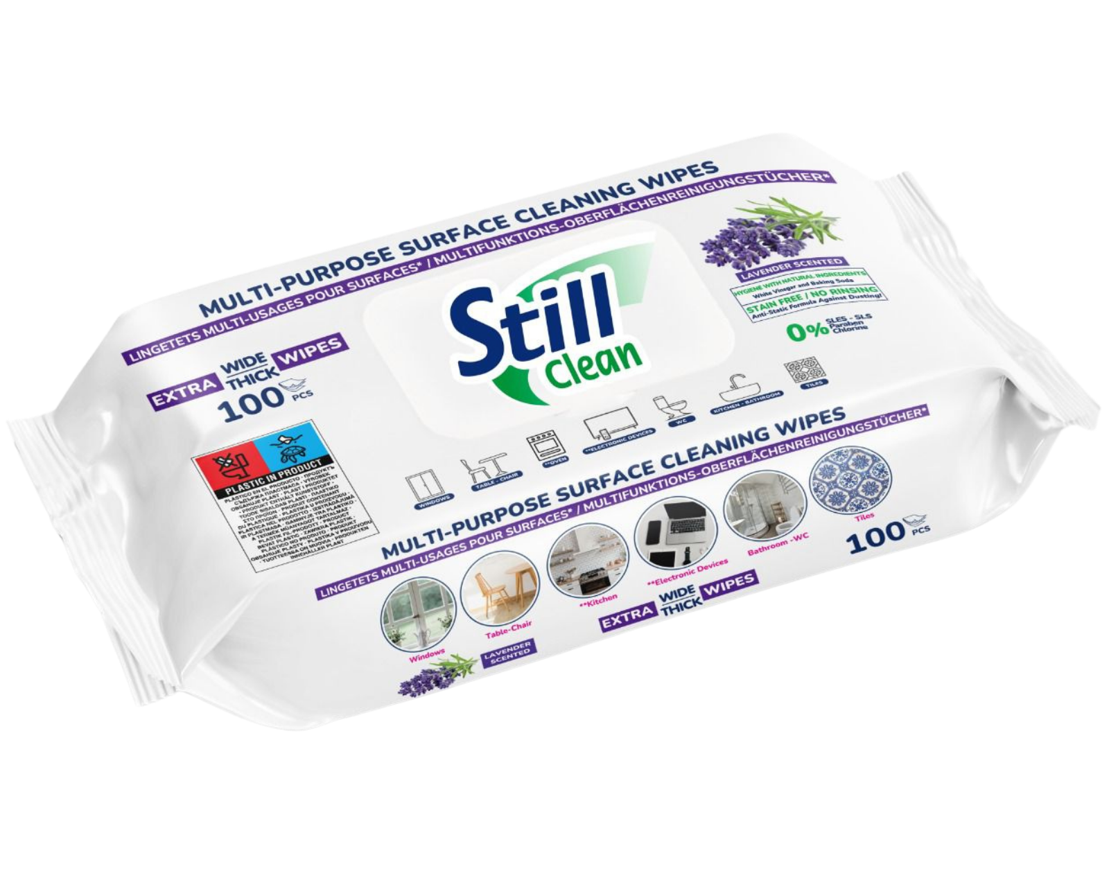 Still Clean Multi-Purpose Surface Cleaning Wipes – Lavender Scent