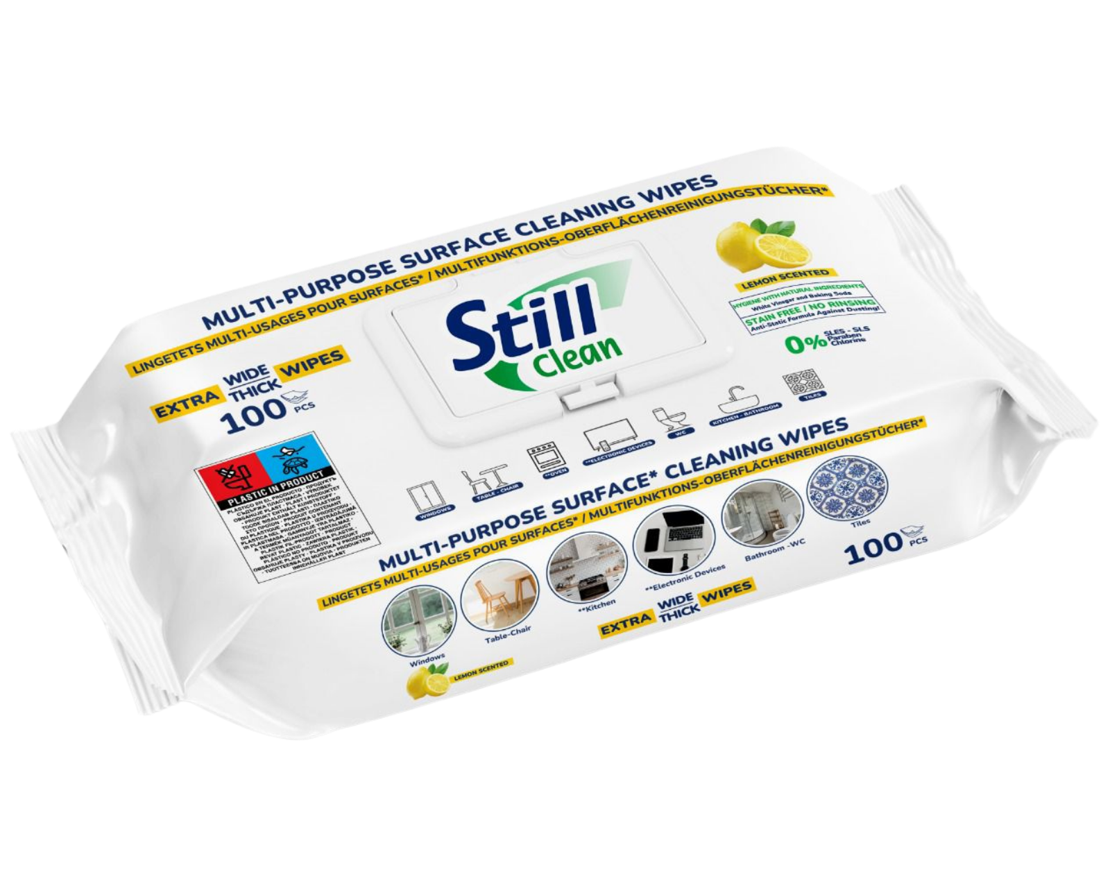 Still Clean Multi-Purpose Surface Cleaning Wipes – Lemon Scent