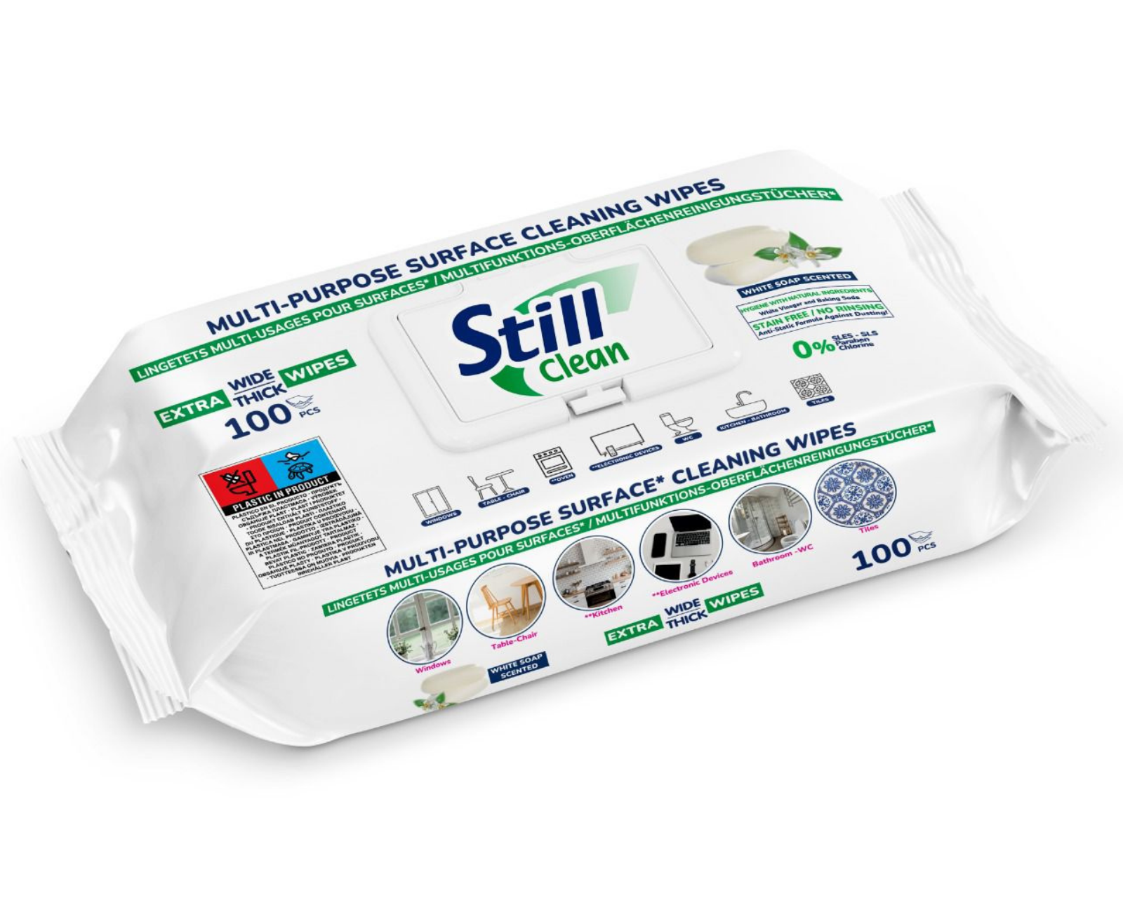 Still Clean Multi-Purpose Surface Cleaning Wipes – White Soap Scent